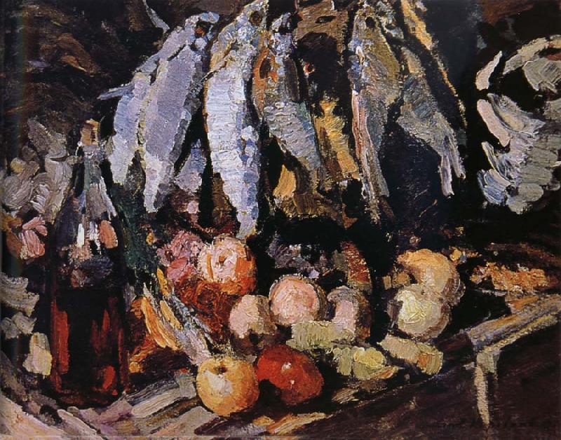 Konstantin Korovin Fish wine and fruit oil painting image